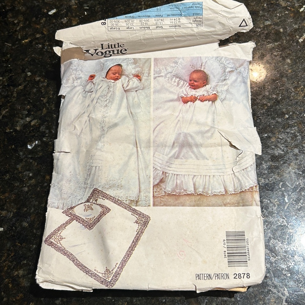 1990 Little Vogue Infant Dress Coat Bonnet & Blanket Pattern with extras 2878